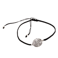 Armband aus Stoff - Größenverstellbar - mit 925er Silberanhänger Ornament