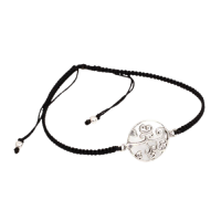 Cloth Bracelet with 925 Sterling Silver Pendant - Tree of...