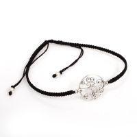 Cloth Bracelet with 925 Sterling Silver Pendant - Tree of...