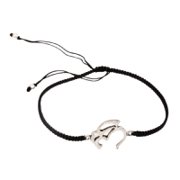 Armband aus Stoff - Größenverstellbar - mit 925er Silberanhänger Om