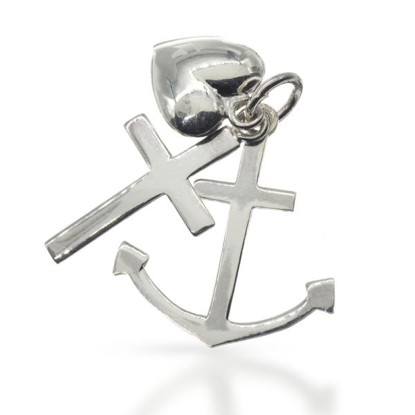 925 Sterling silver pendant - Faith, love, hope 22 mm large