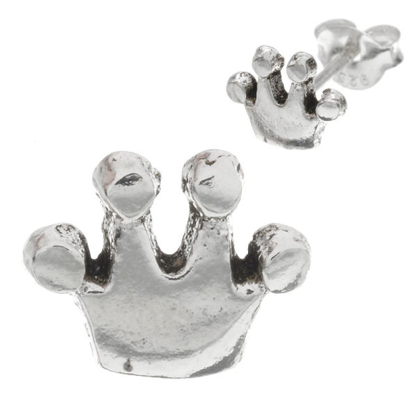 Silver Stud Earrings - Silver Crown