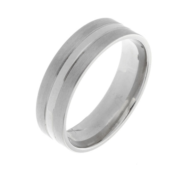Edelstahlring - Mattierter Ring mit poliertem Streifen 48