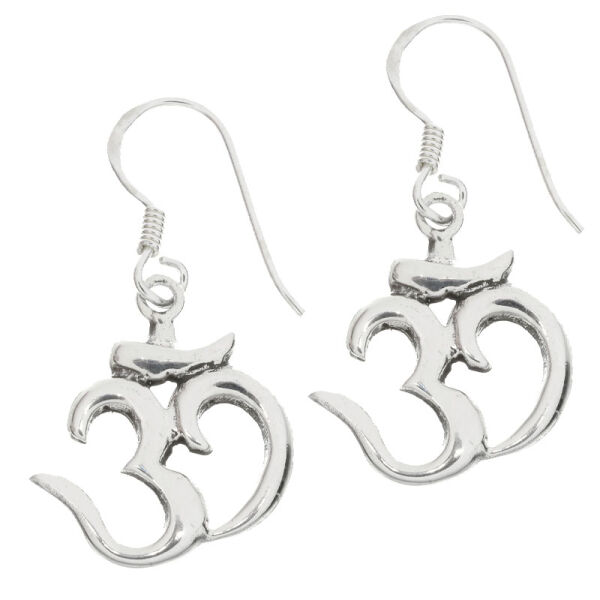 Silver earrings, 925 sterling silver Om
