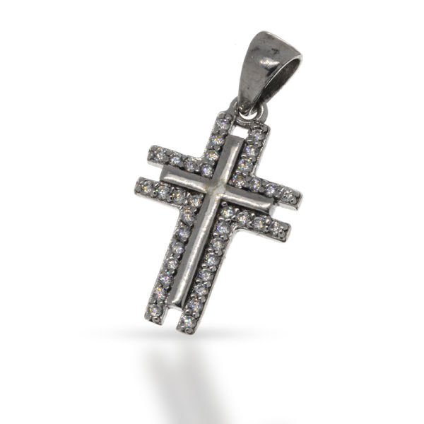 925 Sterling Silberanhänger - C/Z Kubikzirkon Kreuz "Taria"