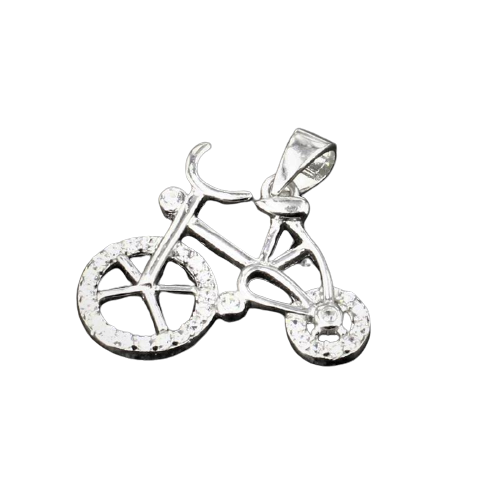 925 Sterling Silberanhänger - C/Z Kubikzirkon Fahrrad
