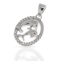 925 Sterling Silver Pendant - Dolphins...