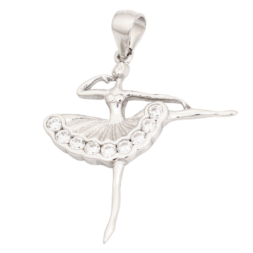 925 Sterling Silberanhänger - Ballerina mit Cubic Zirkonia