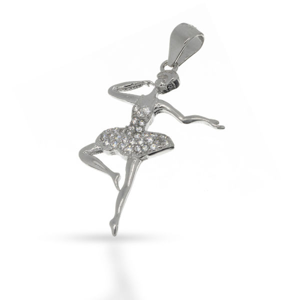 925 Sterling Silberanhänger - Ballerina mit Cubic Zirkonia
