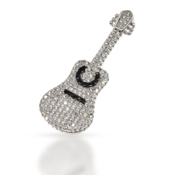 925 Sterling Silberanhänger - C/Z Kubikzirkon - Gitarre "Keith"