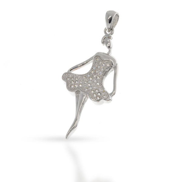 925 Sterling Silberanhänger - Ballerina mit Cubic Zirkonia
