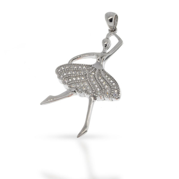 925 Sterling Silberanhänger - Ballerina mit Cubic Zirkonia