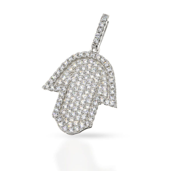 925 Sterling Silberanhänger - Hand der Fatima - 17mm  C/Z Kubikzirkon