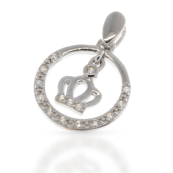 925 Sterling Silberanhänger - C/Z Kubikzirkon Krone