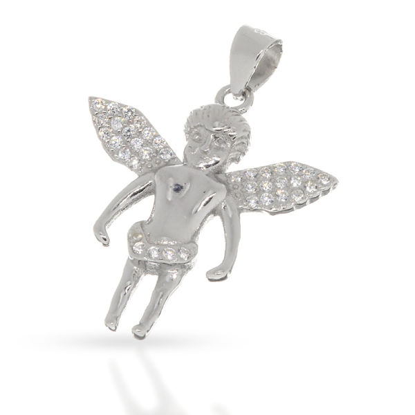 925 Sterling Silberanhänger - C/Z Kubikzirkon Engel "Defrim"