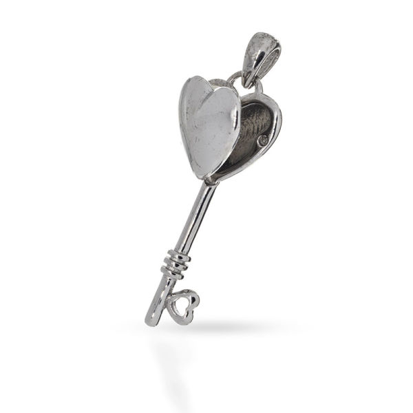 925 Sterling Silberanhänger - Schlüssel in Herzform