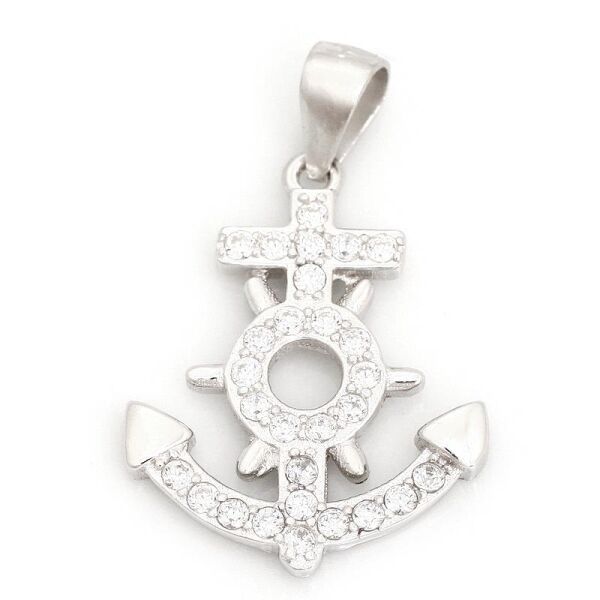 925 Sterling Silberanhänger - Kubikzirkon C/Z Anker "Boja"