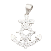 925 Sterling Silberanhänger - Kubikzirkon C/Z Anker "Boja"