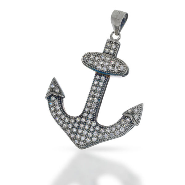 925 Sterling Silberanhänger - Kubikzirkon C/Z Anker "Classic"