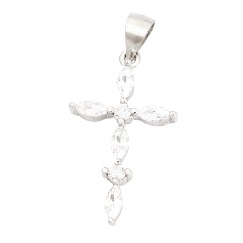 925 Sterling Silberanhänger - Kubikzirkon C/Z Kreuz "Thayet"