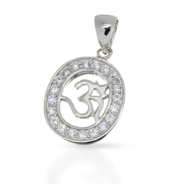 925 Sterling Silberanhänger - Cubik Zirkonia C/Z Om "Hape"