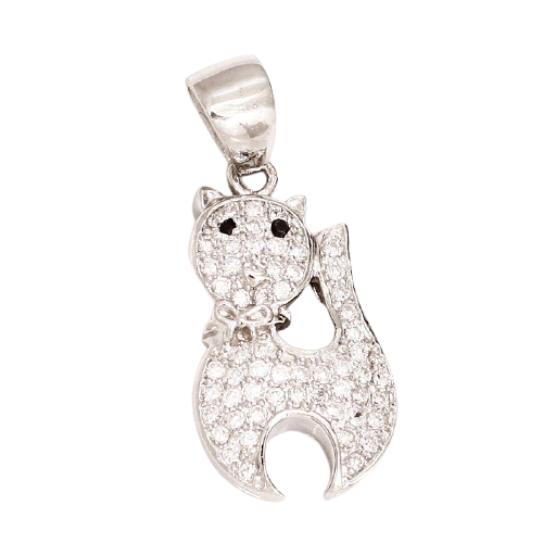 925 Sterling Silberanhänger - Glitzer Cat
