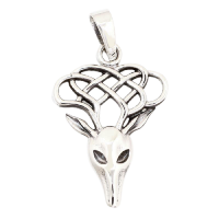 Stag Head Pendant with Celtic Knot Antlers in 925 Sterling Silver