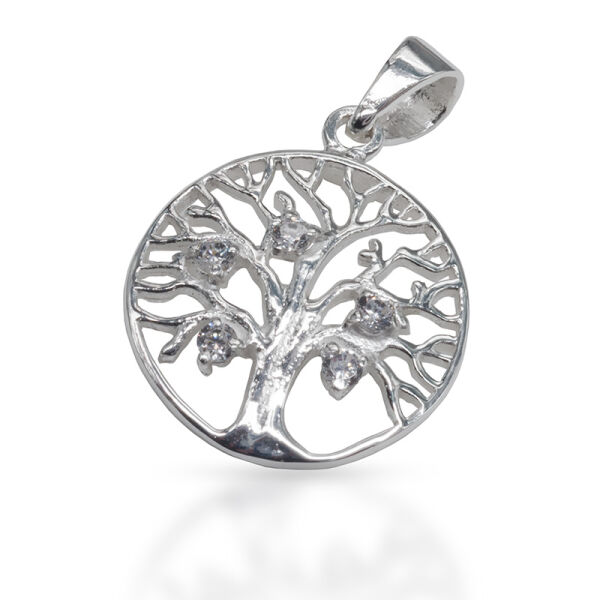 925 sterling silver pendant - tree of life with rhinestones