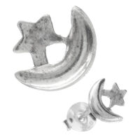 Silberohrstecker - Mond mit Stern