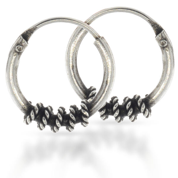Bali Hoop Earrings in 925 Sterling Silver – Small Spiral Wraps, 10 mm (Pair)