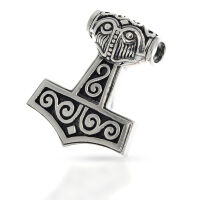 Thorshammer mit Gesichtsmotiv und breitem Spiralband aus...