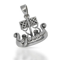 Viking Ship Pendant with Lattice Sail in 925 Sterling Silver