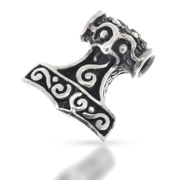 Compact Thors Hammer with Double Spirals in 925 Sterling Silver