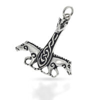Thors Hammer with Two Horses and Open Knotwork Shaft in...