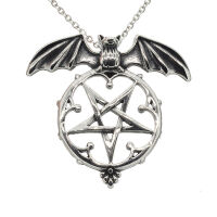 Edelstahlanhänger - Fledermaus mit Pentagramm Stahl