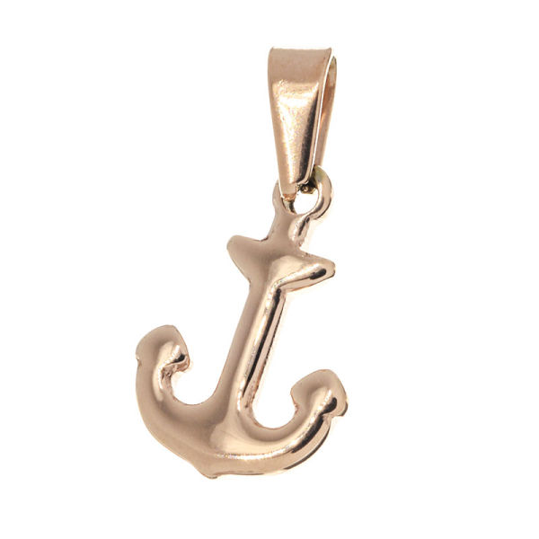 Edelstahlanhänger - Anker, PVD-Rosegold