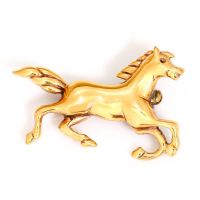 Bronze Brosche - Pferd Ponny Bronze poliert