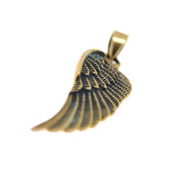 Bronze Pendant – Long Angel Wing with Fine Feather Texture
