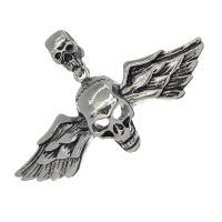 Edelstahlanhänger - Totenkopf mit Flügeln