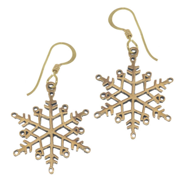 Bronzeohrringe Schneeflocke / Eiskristall