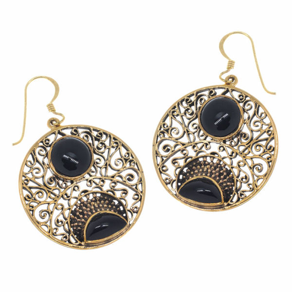 Bronzeohrringe mit Onyx