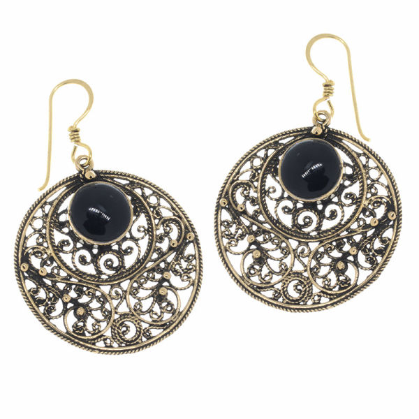 Bronzeohrringe mit Onyx