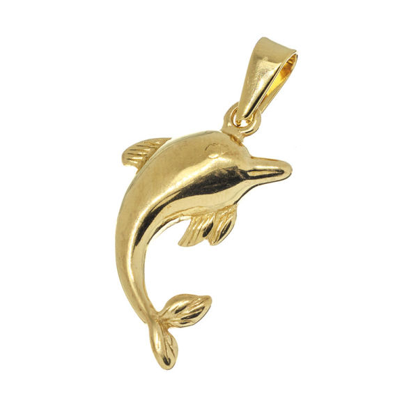Edelstahlanhänger - Delfin PVD gold