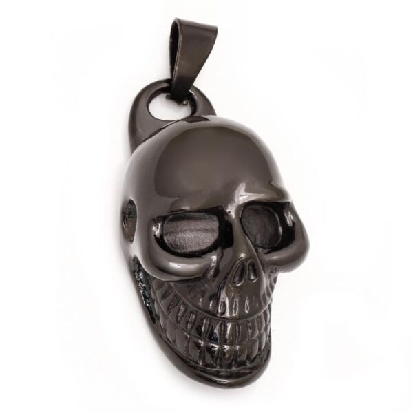 Edelstahlanhänger Totenkopf schwarz