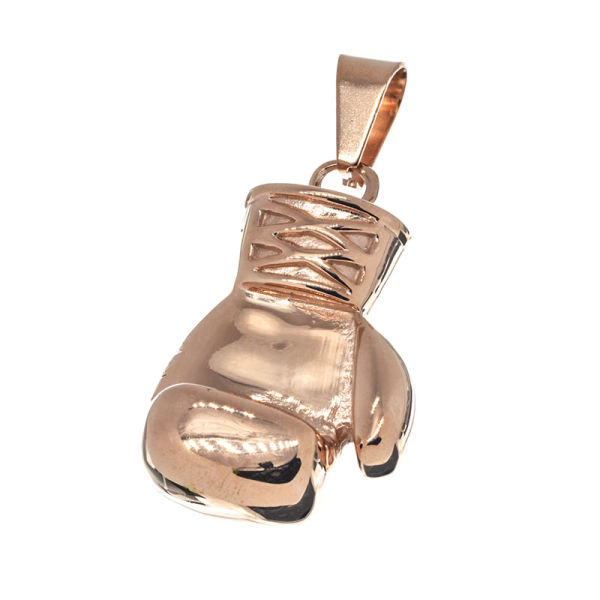 Edelstahlanhänger - Boxhandschuh - PVD-Roségold - 43 mm