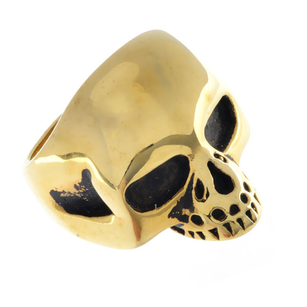 Edelstahlring - Totenkopf PVD-Gold 63 (20,1 Ø) 10 US