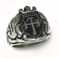 Edelstahlring- mit Kreuz