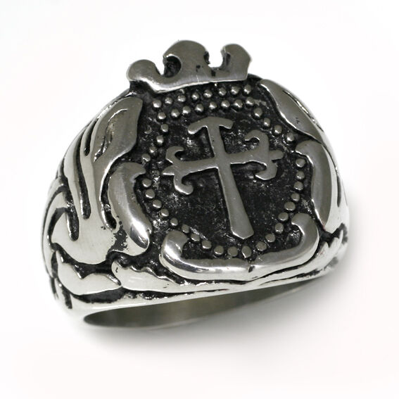 Edelstahlring- mit Kreuz 11