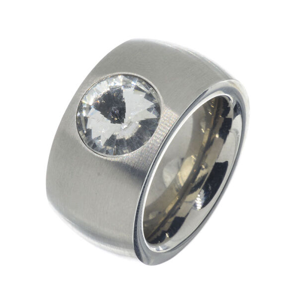 Stainless Steel Ring - with Cubic Zirconia Steel-63 (20,1 Ø) 10 US