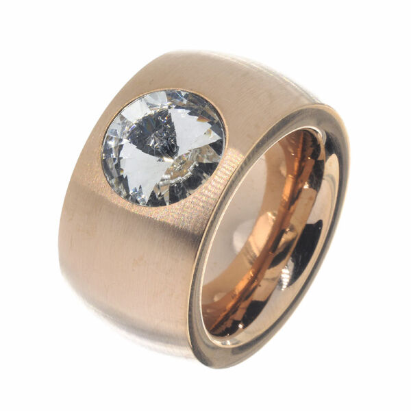 Stainless Steel Ring - with Cubic Zirconia PVD-Rósegold-57 (18,1 Ø) 08 US